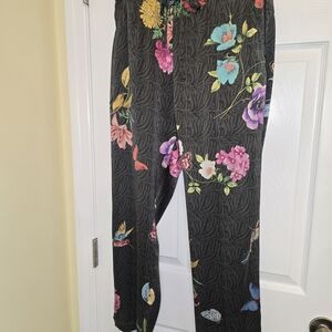 Johnny Was Black Floral Pajama Pants